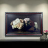 32" to 65" inch Ornate frame for Samsung The Frame TV and Frame Pro TV models, Cherry with Black Accents, not meant for use with other TVs.