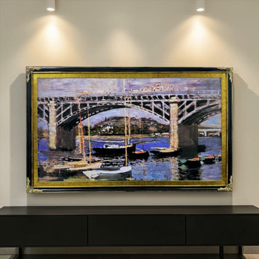 55, 65 & 75 inch Hisense Canvas TV Ornate frame, Glossy Black with Gold leaf, Canvas TV by Hisense, not meant for use with other TVs,