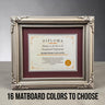 8.5 x 11 Premium Diploma Ornate Wood Frame, Antique Silver Finish, 16 Matboard colors available, Conservation Acrylic, anti Acid foam board