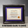 11 x 14 Premium Diploma Ornate Wood Frame, Glossy Black Finish, 16 Matboard colors available, Conservation Acrylic, anti Acid foam board