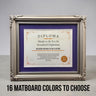 11 x 14 Premium Diploma Ornate Wood Frame, Antique Silver, 16 Matboard colors available, Conservation Acrylic, anti Acid foam board