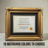 8.5 x 11 Premium Diploma Ornate Wood Frame, Antique Gold Finish, 16 Matboard colors available, Conservation Acrylic, anti Acid foam board