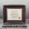 11 x 14 Premium Diploma Ornate Wood Frame, Dark Walnut With Gold, 16 Matboard colors available, Conservation Acrylic, anti Acid foam board