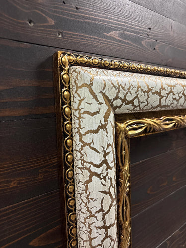 French style wood picture frame, crackle finish, Goldleaf frame, colonial frame, wedding frame, custom picture frame, antique style frame