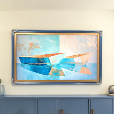 55, 65 & 75 Inch TV frame for TCL NXT Frame Tv, Honky Tonk Blue, Exclusively for Tcl Nxt, not meant for use with other Tv brands.