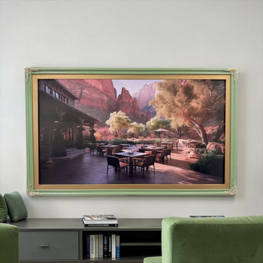 55, 65, & 75 inch Hisense Canvas TV Ornate frame, Cactus Valley Green, Canvas TV by Hisense, not meant for use with other TVs,