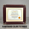 11 x 14 Premium Diploma Wood Frame, Cherry Wood With Gold Accents, 16 Matboard colors available, Conservation Acrylic, anti Acid foam board