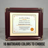 11 x 14 Premium Diploma Wood Frame, Cherry Wood With Gold Accents, 16 Matboard colors available, Conservation Acrylic, anti Acid foam board