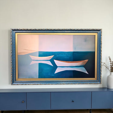 55, & 65 inch Hisense Canvas TV Ornate frame, Honky Tonk Blue With Gold, Canvas TV by Hisense, not meant for use with other TVs,