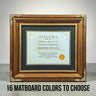 8.5 x 11 Premium Diploma Ornate Wood Frame, Antique Bronze W/Gold, 16 Matboard colors available, Conservation Acrylic, anti Acid foam board