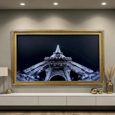 32" to 75" inch Ornate frame for Samsung The Frame TV & Frame Pro TV models, Brushed Gold finish, not meant for use with other TVs.