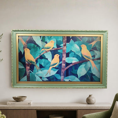 55, & 65 inch Hisense Canvas TV Ornate frame, Cactus Valley Green With Gold, Canvas TV by Hisense, not meant for use with other TVs,