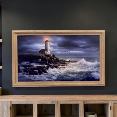 32" to 75" Inch TV frame for Samsung The Frame TV and Frame Pro TV models, Rustic Driftwood finish, not meant for use with other TVs.