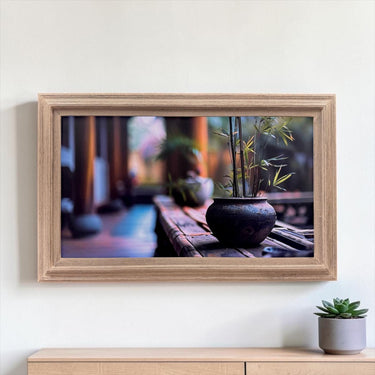 32" to 65" inch TV frame for Samsung The Frame TV and Frame Pro TV models, Rustic Driftwood finish, not meant for use with other TVs.