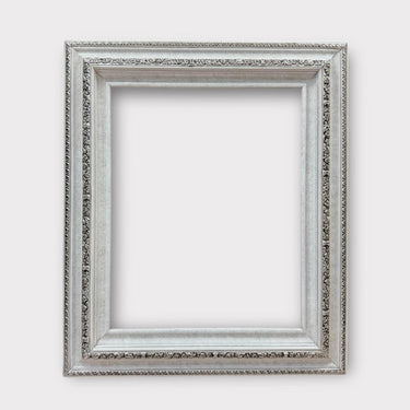 20 x 24 In Stock Ready to ship Classic compo ornate wood frame, Marble White with Silver leaf accents, canvas frame, portait frame