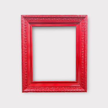 9 X 12 In Stock - Ready to Ship, Classic wood picture frame, HIGH GLOSS RED, ornate frame, floral details, antique frame, vintage frame,