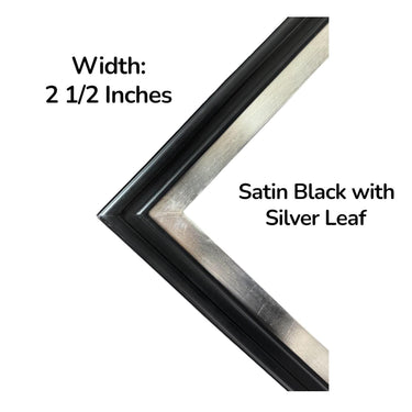55, 65 & 75 inch Contemporary frame for Hisense Canvas TV, Satin Black with Silver leaf, Handmade, not meant for use with other TVs.