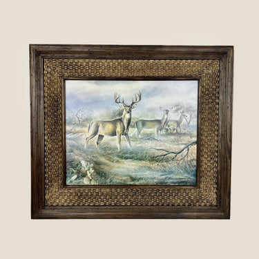 Rustic frame with Ornate burlap style ,ranch decor, hunting decor, farm house, hand crafted, wildlife art , custom sizes available
