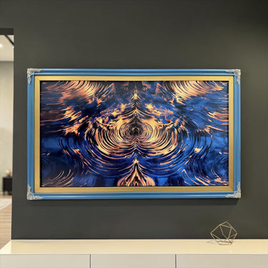 55, 65, & 75 inch Hisense Canvas TV Ornate frame, Honky Tonk Blue With Gold Accents, Canvas TV by Hisense, not meant for use with other TVs,