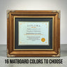 8.5 x 11 Premium Diploma Ornate Wood Frame, Antique Bronze W/Gold, 16 Matboard colors available, Conservation Acrylic, anti Acid foam board
