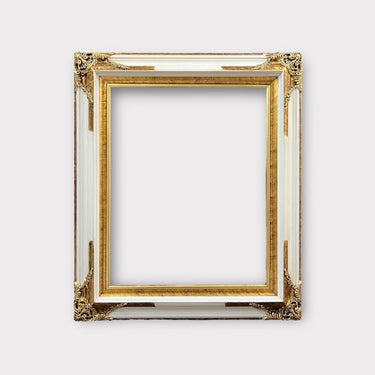 11 X 17 In Stock - Ready to ShipClassic ornate wood frame, WHITE with GOLD leaf accents, gold leaf frame,custom canvas frame.