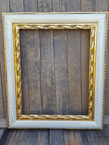 14 x 18 In Stock - Ready to Ship, French style wood picture frame, crackle finish, Goldleaf frame, colonial frame, wedding frame,custom