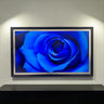 55, 65 & 75 inch Contemporary frame for Hisense Canvas TV, Satin Black with Silver leaf, Handmade, not meant for use with other TVs.