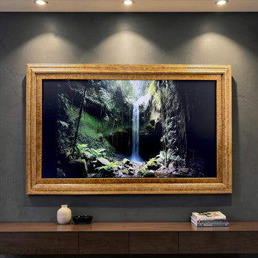 32" to 65" inch TV frame for Samsung The Frame TV and Frame Pro TV models, Marble Gold finish, not meant for use with other TVs.