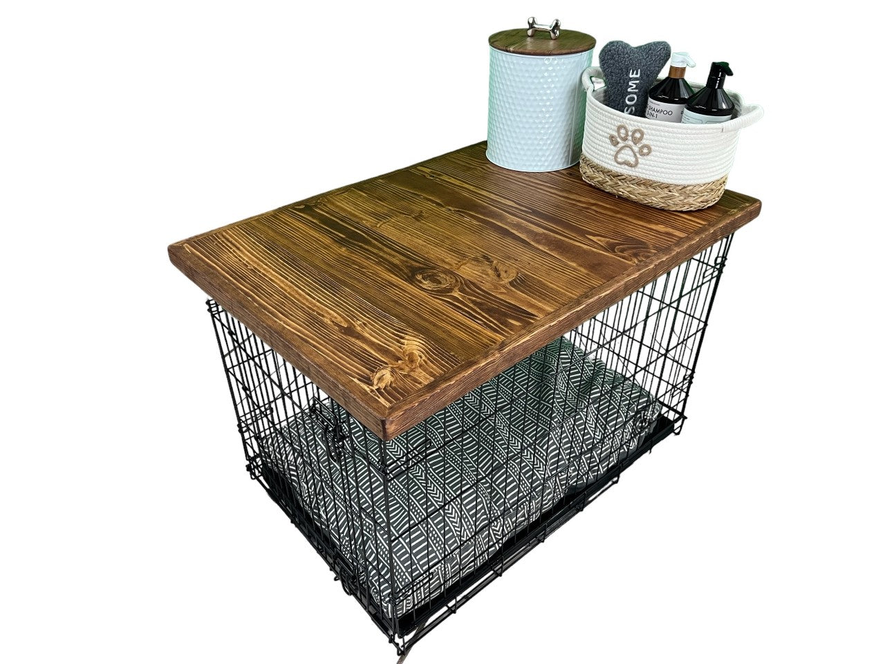 Dog Kennel Wood Top with safety lip, ENGLISH CHESTNUT STAIN, handcraft ...