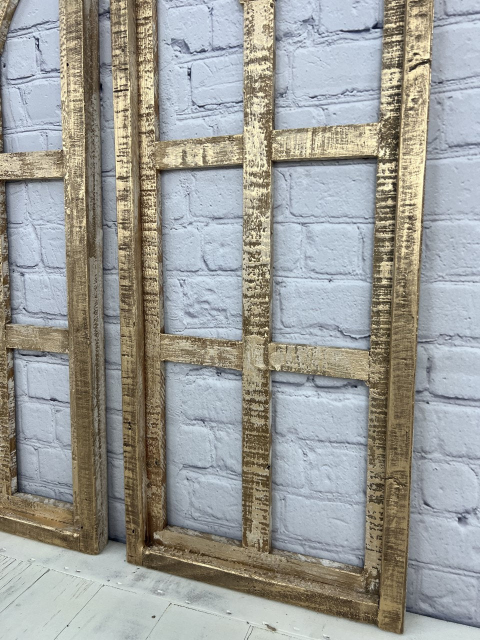 Set of 2 Rustic curch style wood windows, READY TO SHIP, Distressed Go ...