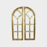Set of 2 Rustic curch style wood windows, READY TO SHIP, Distressed Gold finish reclaimed wood decor,church window
