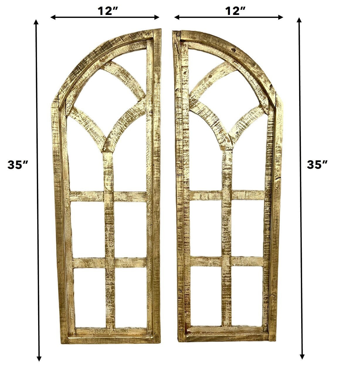 Set of 2 Rustic curch style wood windows, READY TO SHIP, Distressed Go ...