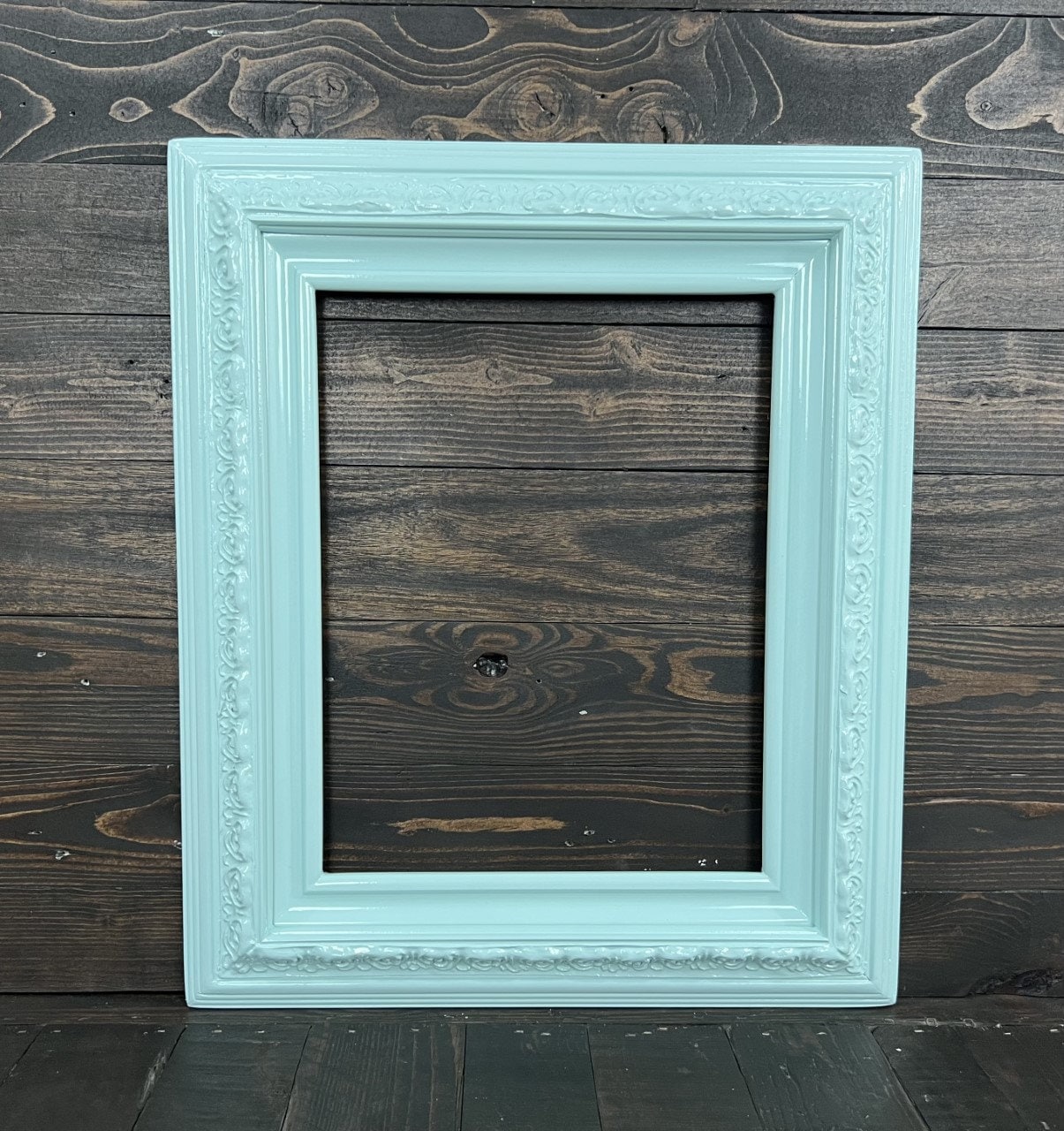 Frame Compo Custom wood frame with compo ornate trim, AQUA frame, custom sizes, cu ...
