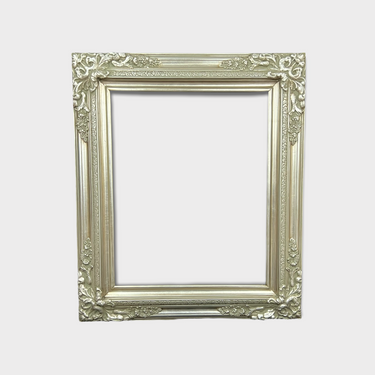 Traditional compo XL ornate wood frame Aged Silver leaf. Available in standard and custom sizes.