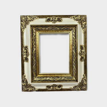 Baroque Victorian Style Frame, IVORY with GOLD, photo frame,canvas frame, oil painting frame, custom ornate, gold leaf, custom sizes,