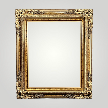 Traditional compo XL ornate wood frame in Marble Gold finish. Available in standard and custom sizes.